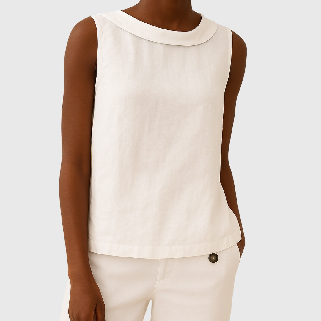 Camellia – Sleeveless Roll Collar Top