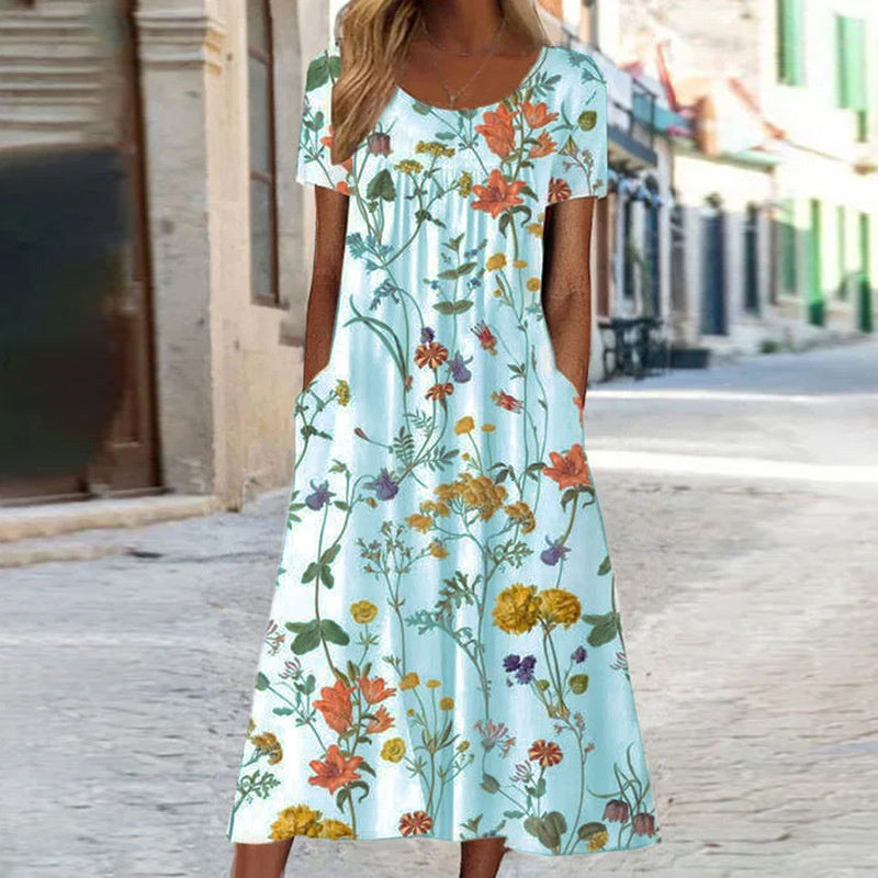 Laura | Robe Boho Florale avec effet ventre gainant
