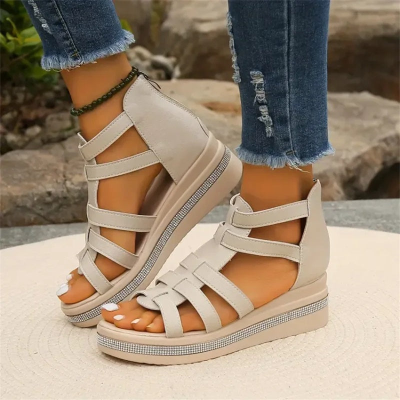 Idele | Sandales à strass avec semelle compensée