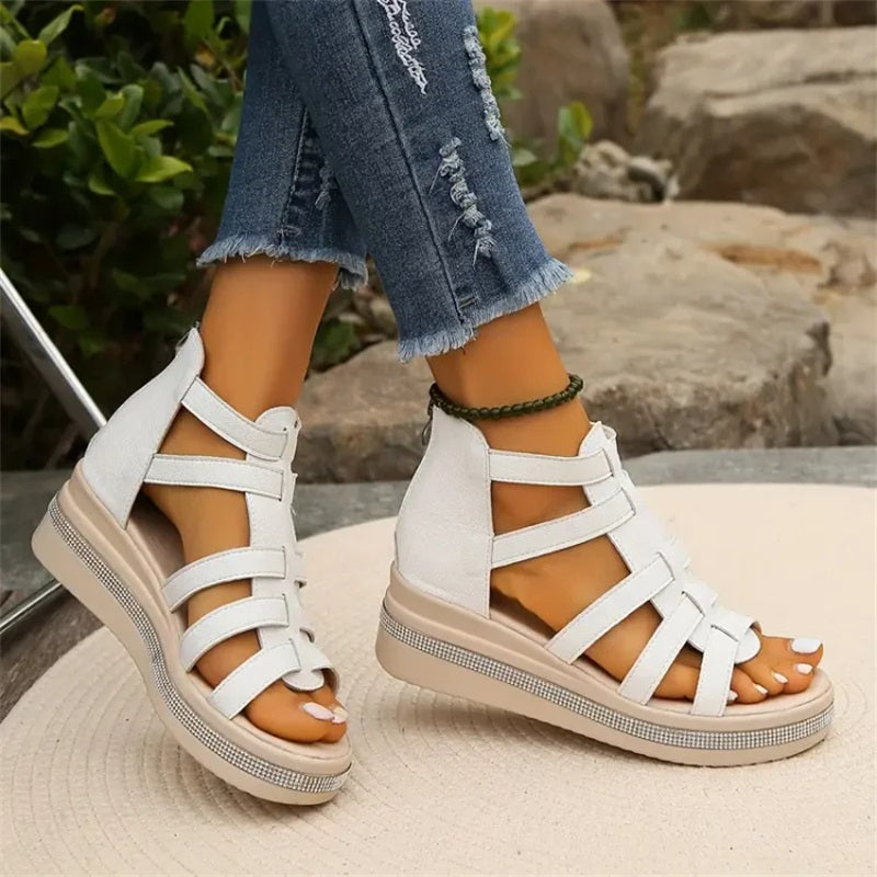 Idele | Sandales à strass avec semelle compensée