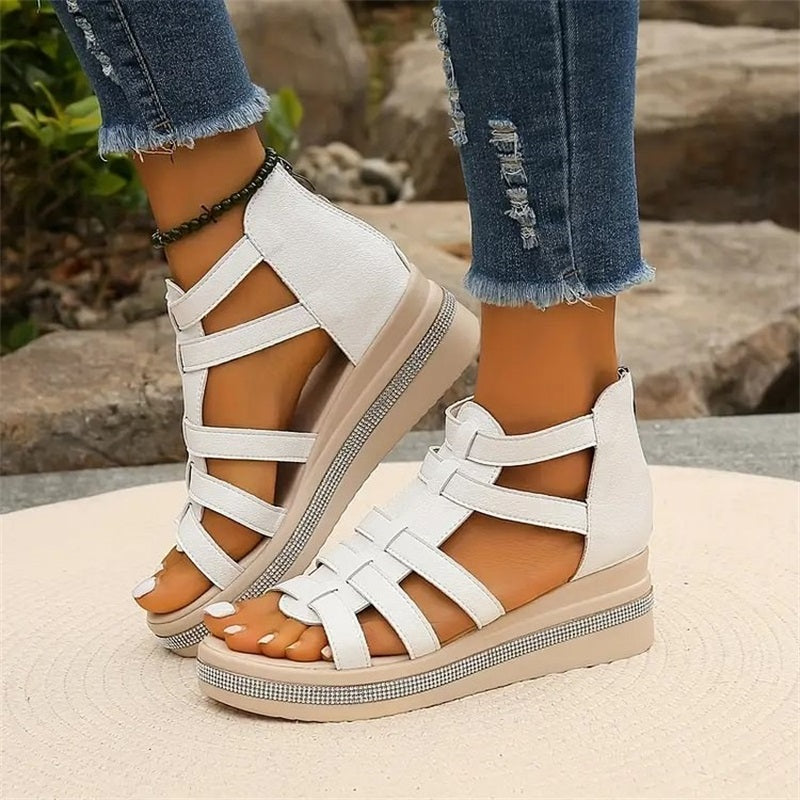 Idele | Sandales à strass avec semelle compensée