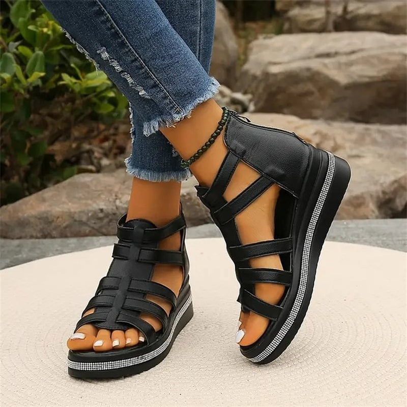 Idele | Sandales à strass avec semelle compensée