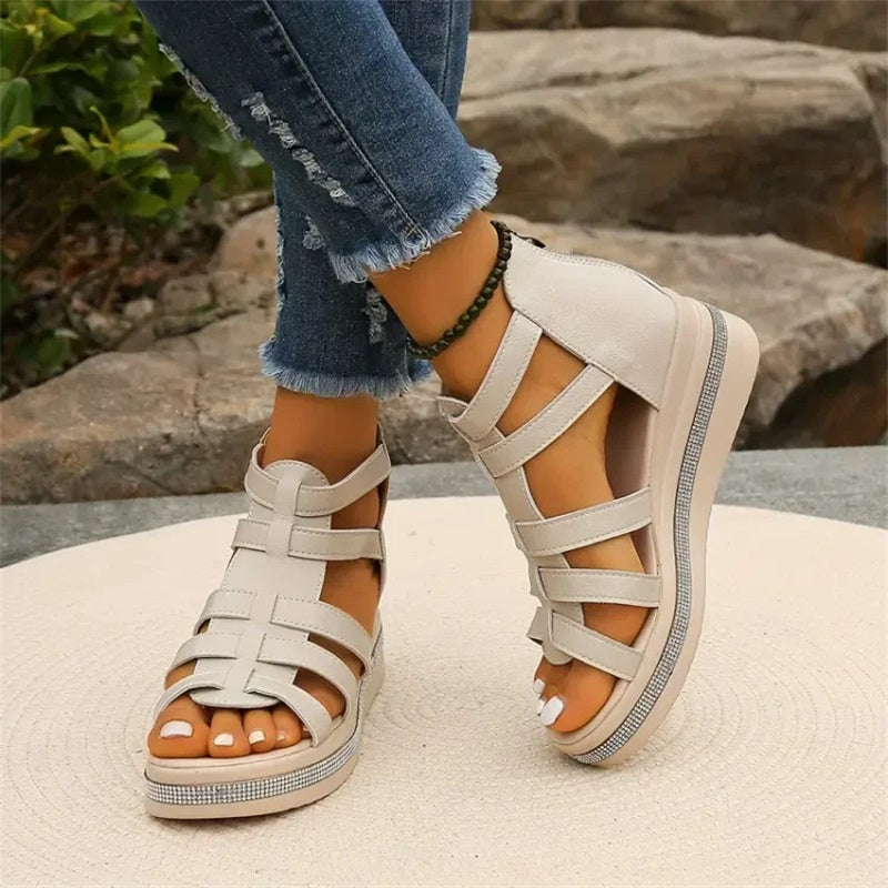 Idele | Sandales à strass avec semelle compensée