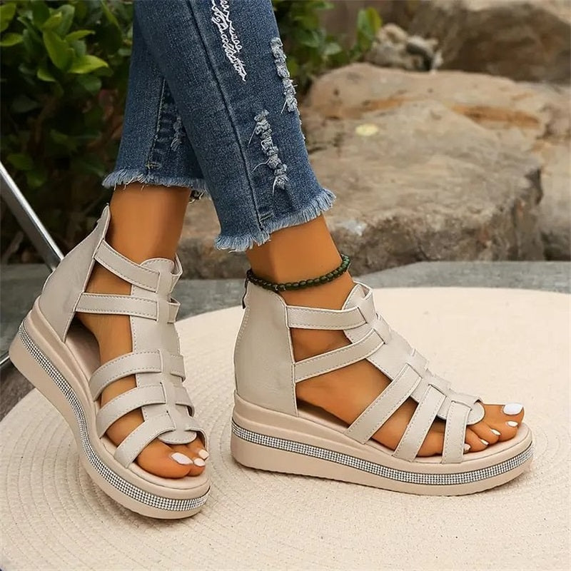 Idele | Sandales à strass avec semelle compensée
