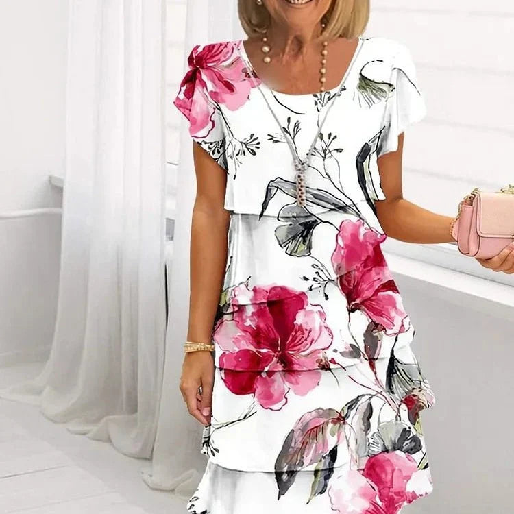 Elif™ | Robe Fleurie Plissée à Volants