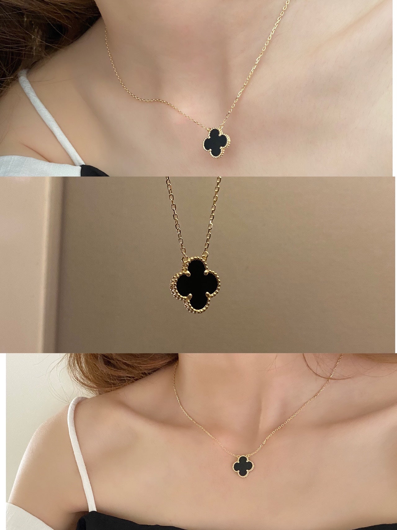 LAVISH CLOVER NECKLACE - BLACK