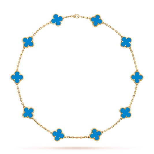 LAVISH CLOVER NECKLACE 10 MOTIFS - BLUE