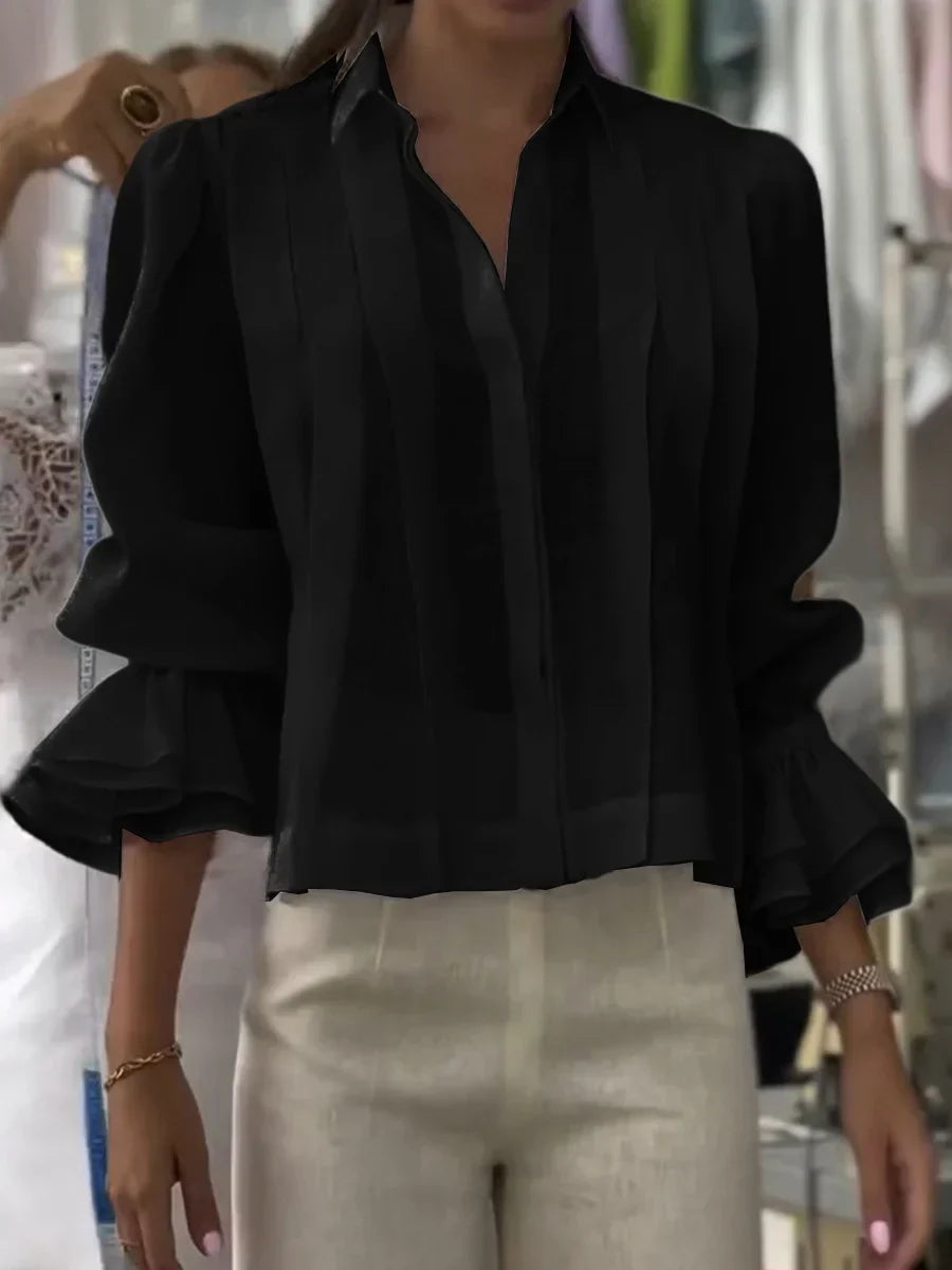 NORA | Elegant Pleated Cotton Blouse