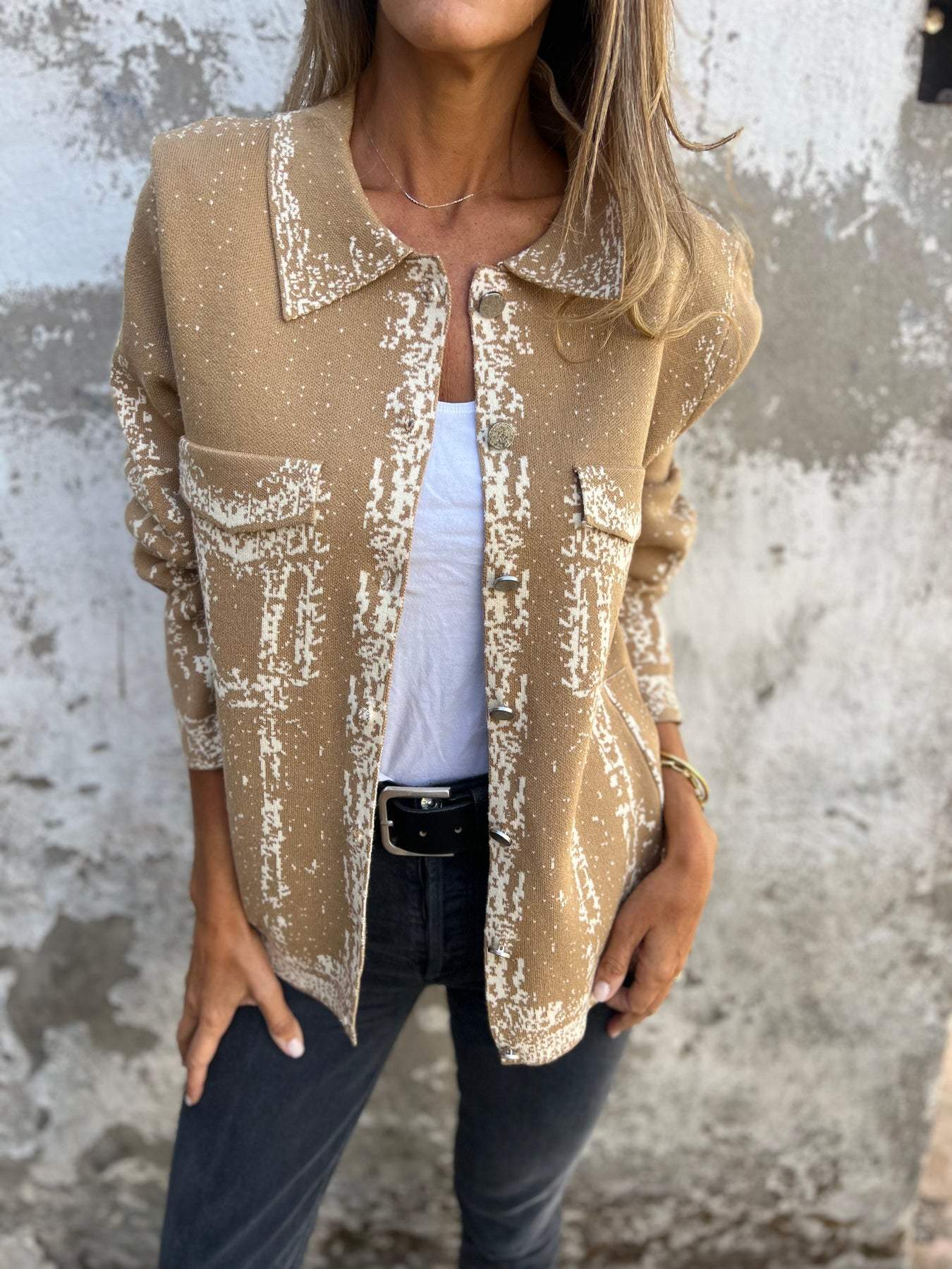 ALINA | Textured Knit Jacket with Buttons