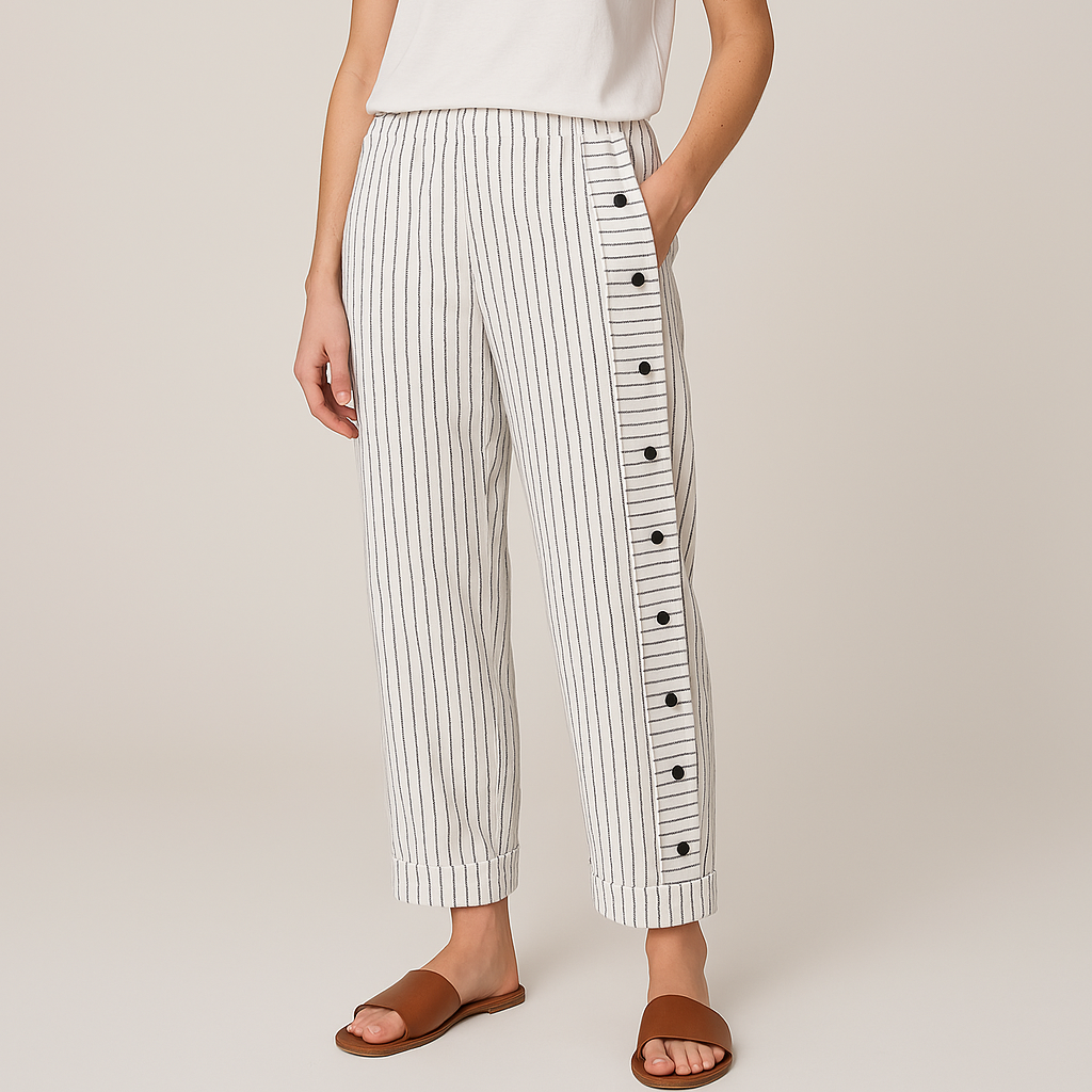 Sera™ | Pantalon à Rayures avec Boutons