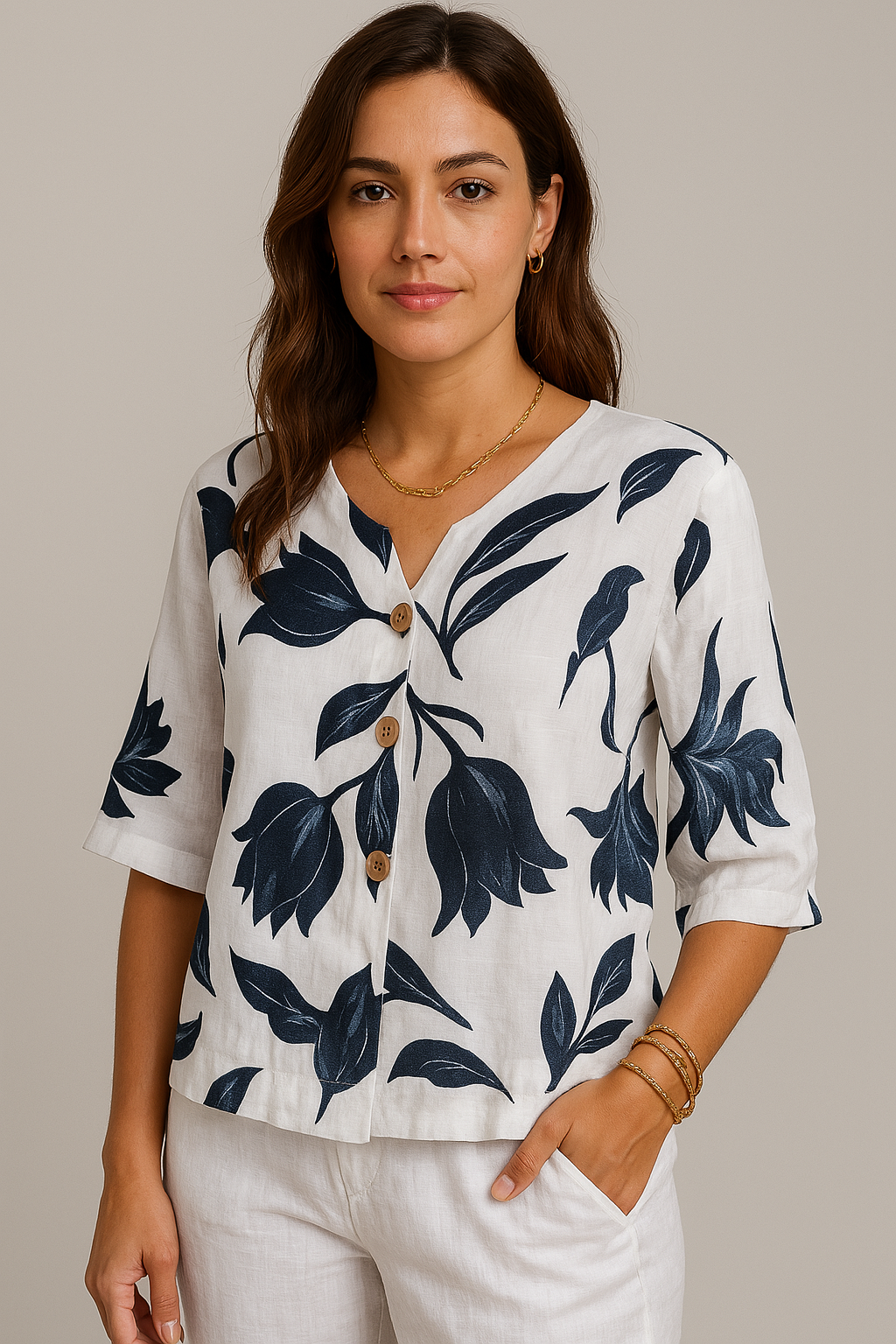 Elisa | Chemise Décontractée à Fleurs
