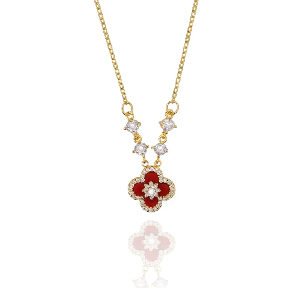 DIAMOND BLOOM NECKLACE RED