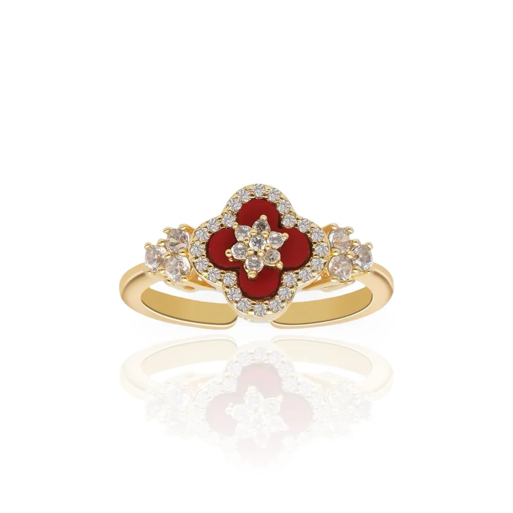 DIAMOND BLOOM RING RED
