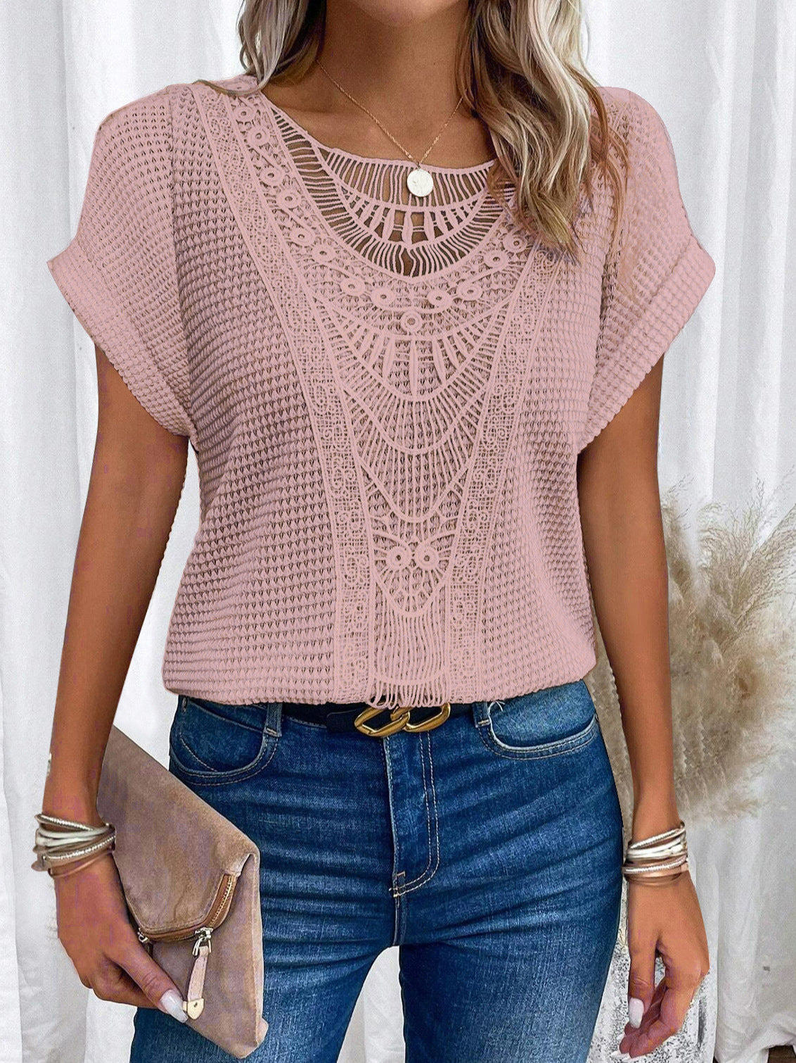 Leah – Lace Detail Short Sleeve Top