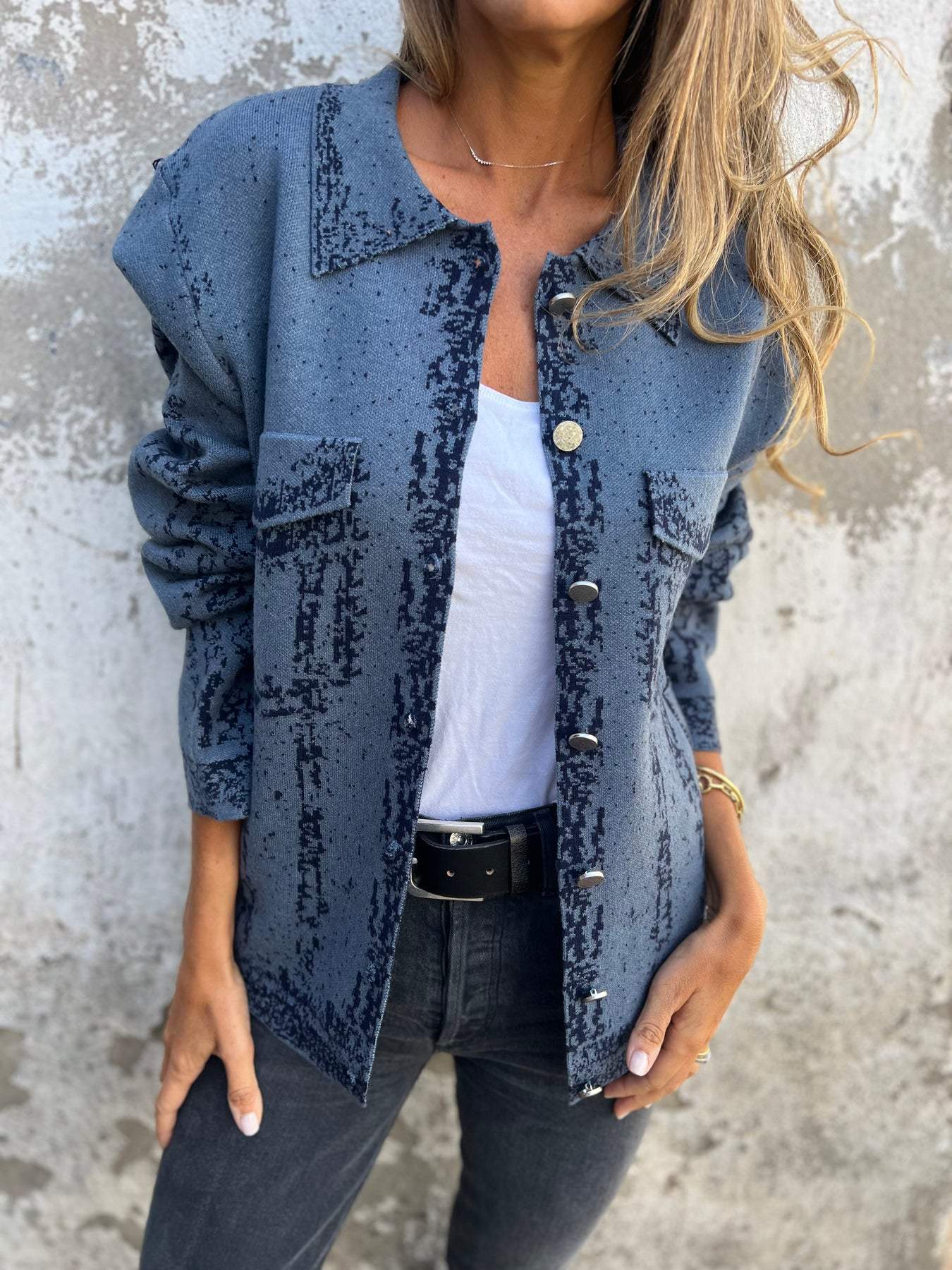 ALINA | Textured Knit Jacket with Buttons