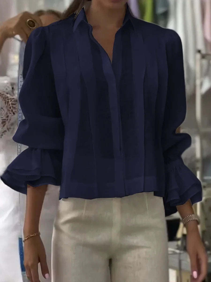 NORA | Elegant Pleated Cotton Blouse