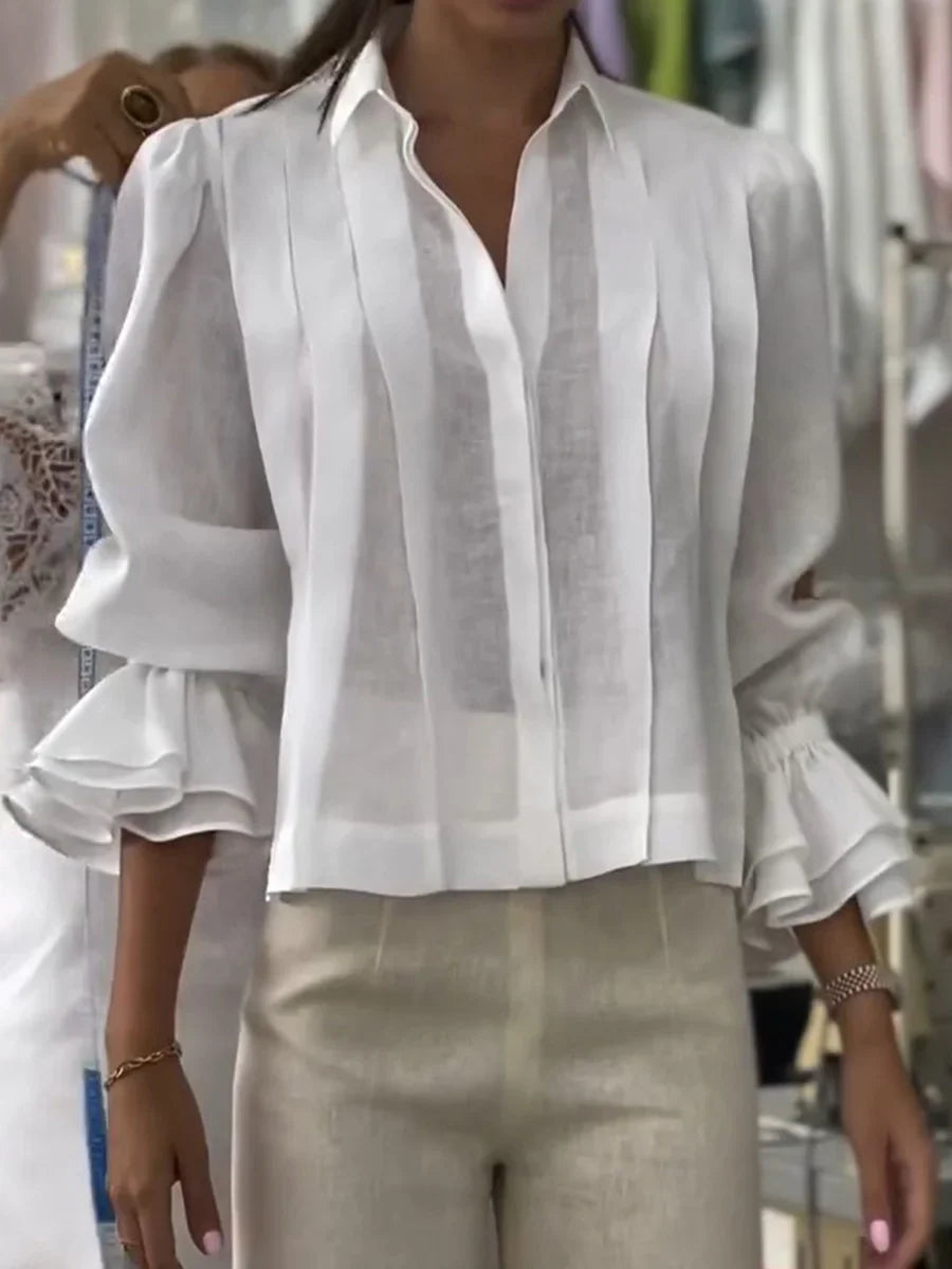 NORA | Elegant Pleated Cotton Blouse