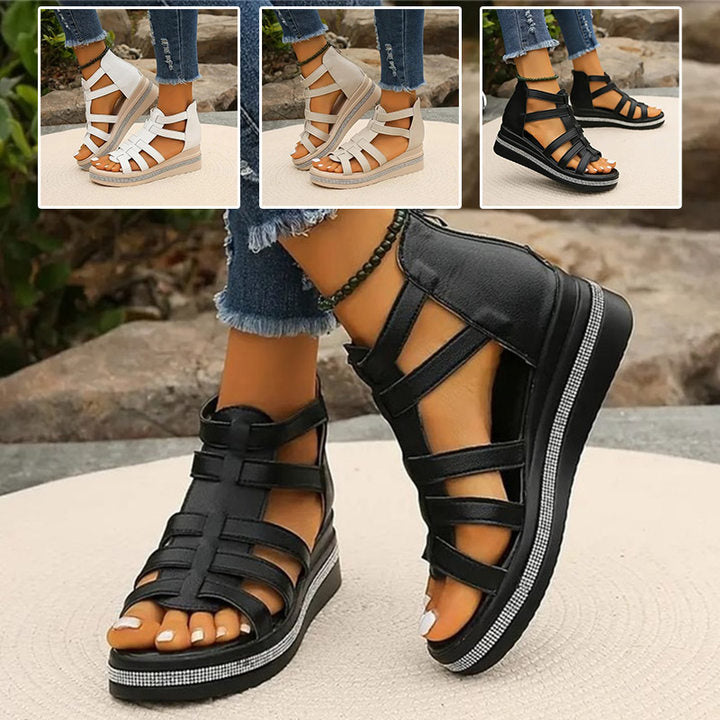 Idele | Sandales à strass avec semelle compensée