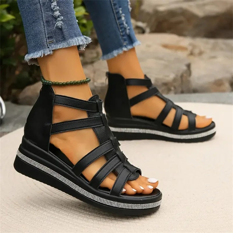 Idele | Sandales à strass avec semelle compensée