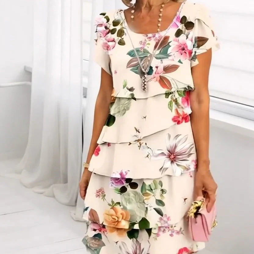 Elif™ | Robe Fleurie Plissée à Volants